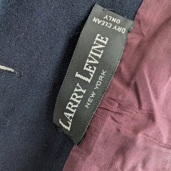 Vintage Larry Levine Crop Navy Blue Tailored Fitted Blazer, One Button Jacket - Picture 4 of 6